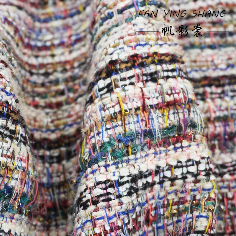 2025 كلاسيكي ملون خيط الصوف تويد النسيج لبدلة معطف Telas Costura Tissus Couture ткан الخياطة Stoffe Tecido القماش