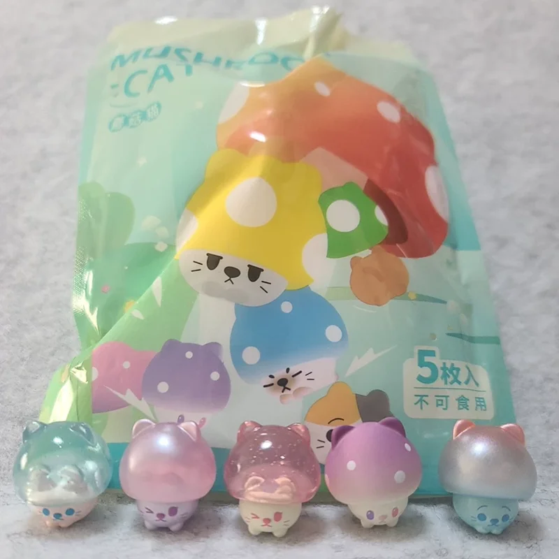 Niedliche Pilz-Katzen-Serie Blind Bag Miniatur-Katzenfiguren Mikro-Szenen-Ornament Blind Box Figur Kawaii Sammlerstück Spielzeug Geschenk