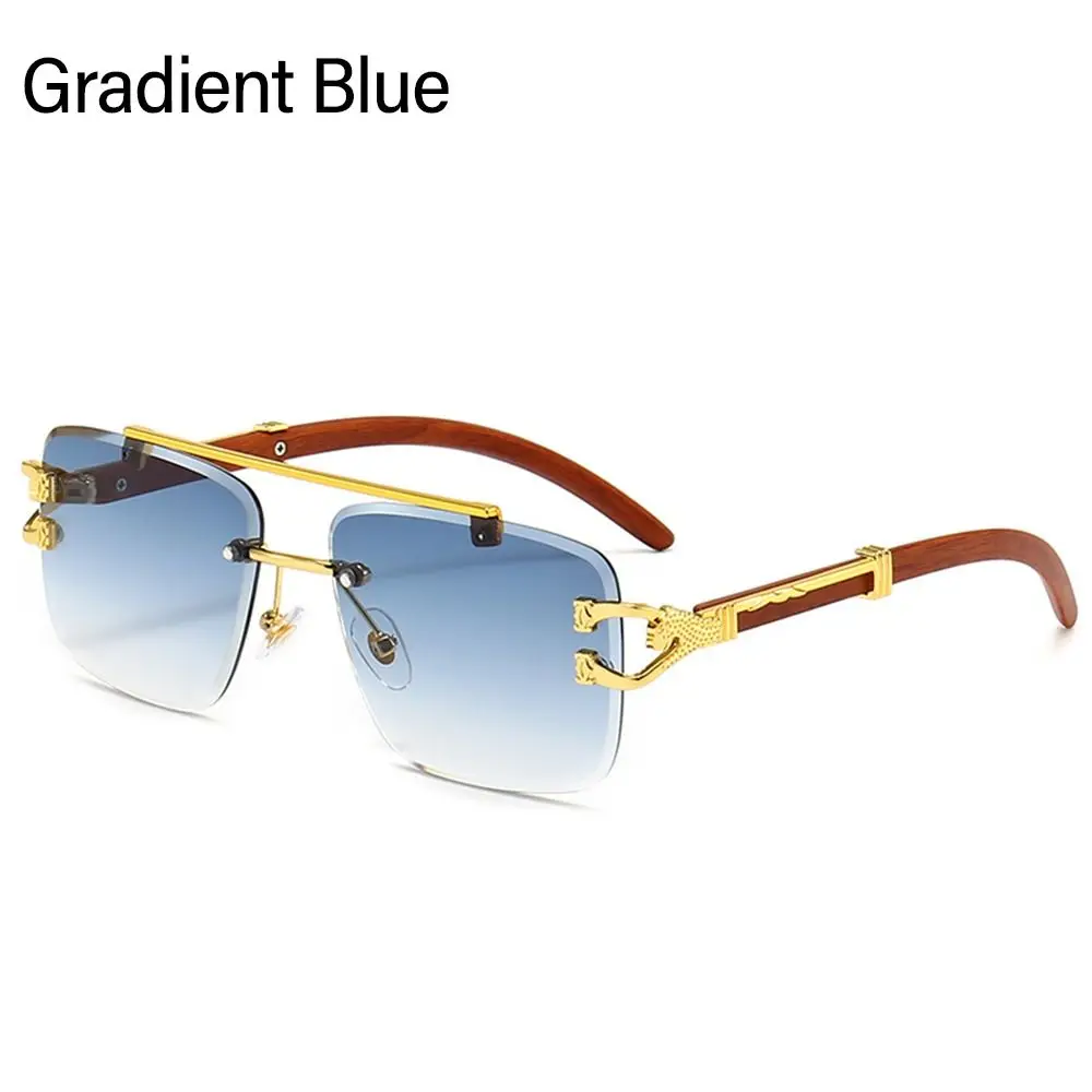 

Vintage Men & Women UV Protection Eyewear Rimless Sunglasses Square Cheetah Head Sunglasses