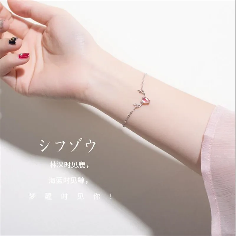 

Новая мода маленькие свежие рога стерлингового серебра 925 пробы ювелирные изделия простой сладкий олень кристалл темперамент женские браслеты SL060