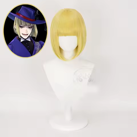 Rook Hunt Cosplay Wig Twisted Wonderland Cosplay Men Short Yellow Wig Cosplay Anime Cosplay Wigs Heat Resistant Synthetic Wigs