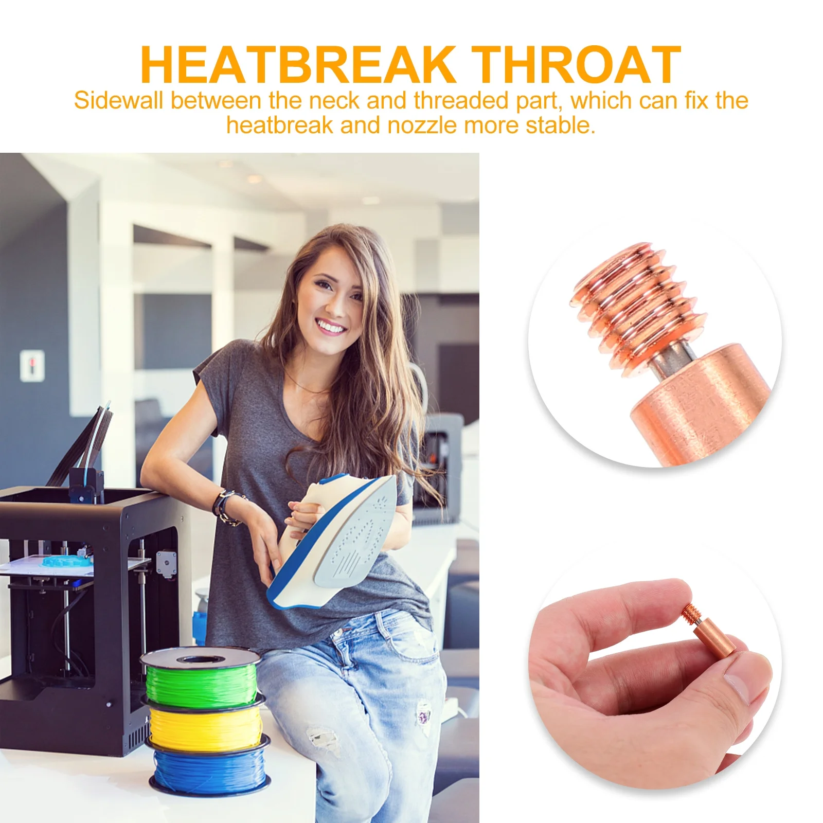 

2Pcs Heat Break Throat Tube for 3D Printer Bi-Metallic Heatbreak Wear Resistant Stable Nozzle Fixation Component