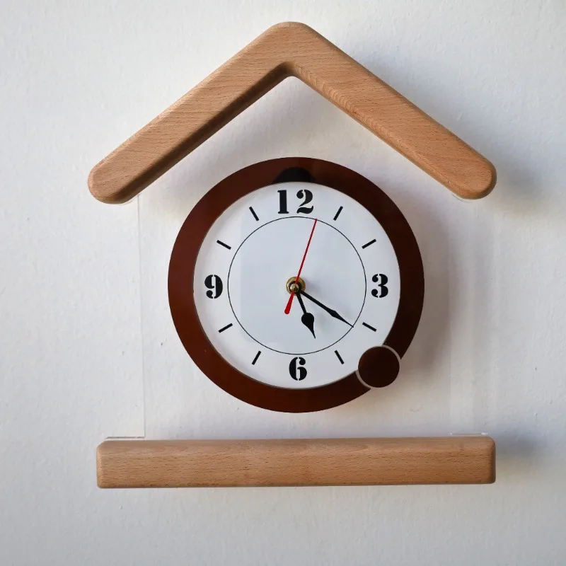 Luxury wooden wall clock home wall decoration pendulum clock ultra-quiet sports home modeling design