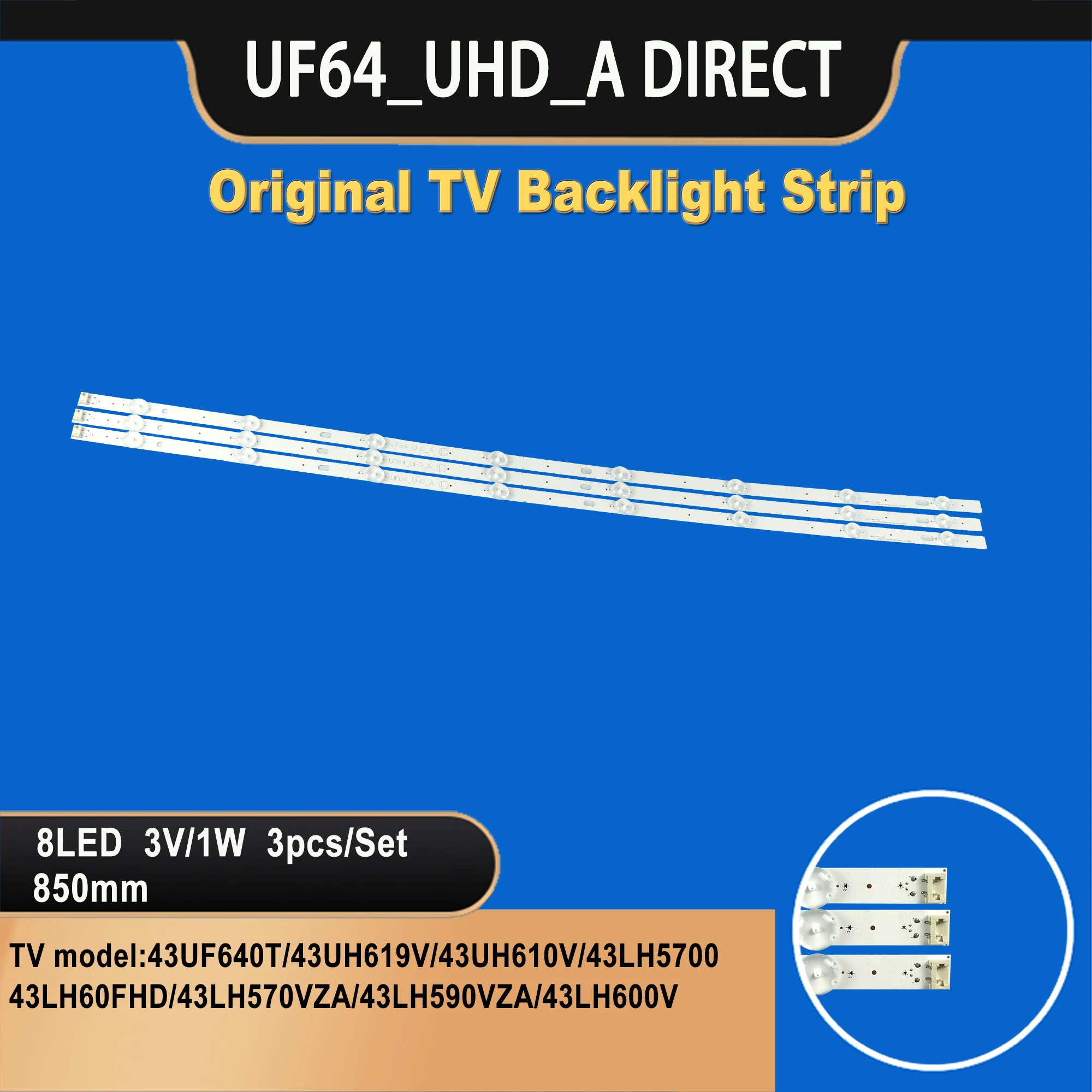 Bande de rétroéclairage TV TV-055 pour UF64 _ UHD _ A DIRECT 43INCH UHD 1BAR 24EA type 43UF640T/43UH619V/43UH610V/43LH5700 /43LH60FHD/43LH570