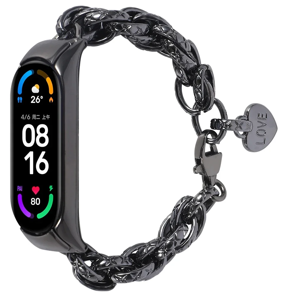 Correa de pulsera inteligente para Xiaomi Mi band 8 7 6 5 4 pulsera de Metal de acero inoxidable para mujer para Xiaomi mi Band 9 10 Correa