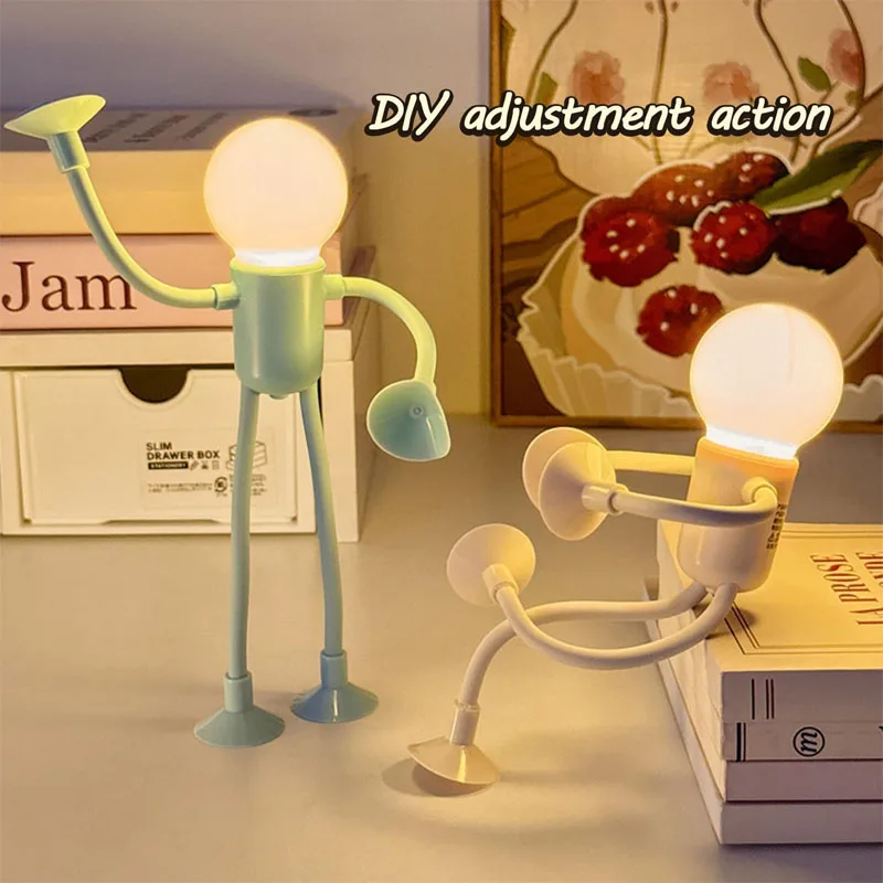 

Suction Cup Figurine Mini Table Lamp Bedside Desk Ornament Deformed Funny Gift Light Creative Design Night Light for Children