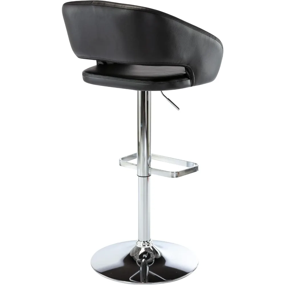 

Adjustable Bar Stool with Hollow Back and Arms, Modern PU Leather Swivel Barstool, Airlift Counter Height Bar Chair for Kitchen