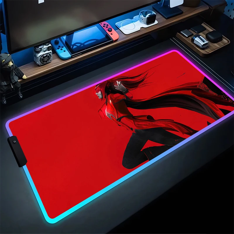 RGB Large Gaming Mouse Pad S-Scarlet W-Witchs Laptop Mat Gaming Mousepad Backlit Keyboard Gamer Table Pads M-Marvels Home Decor