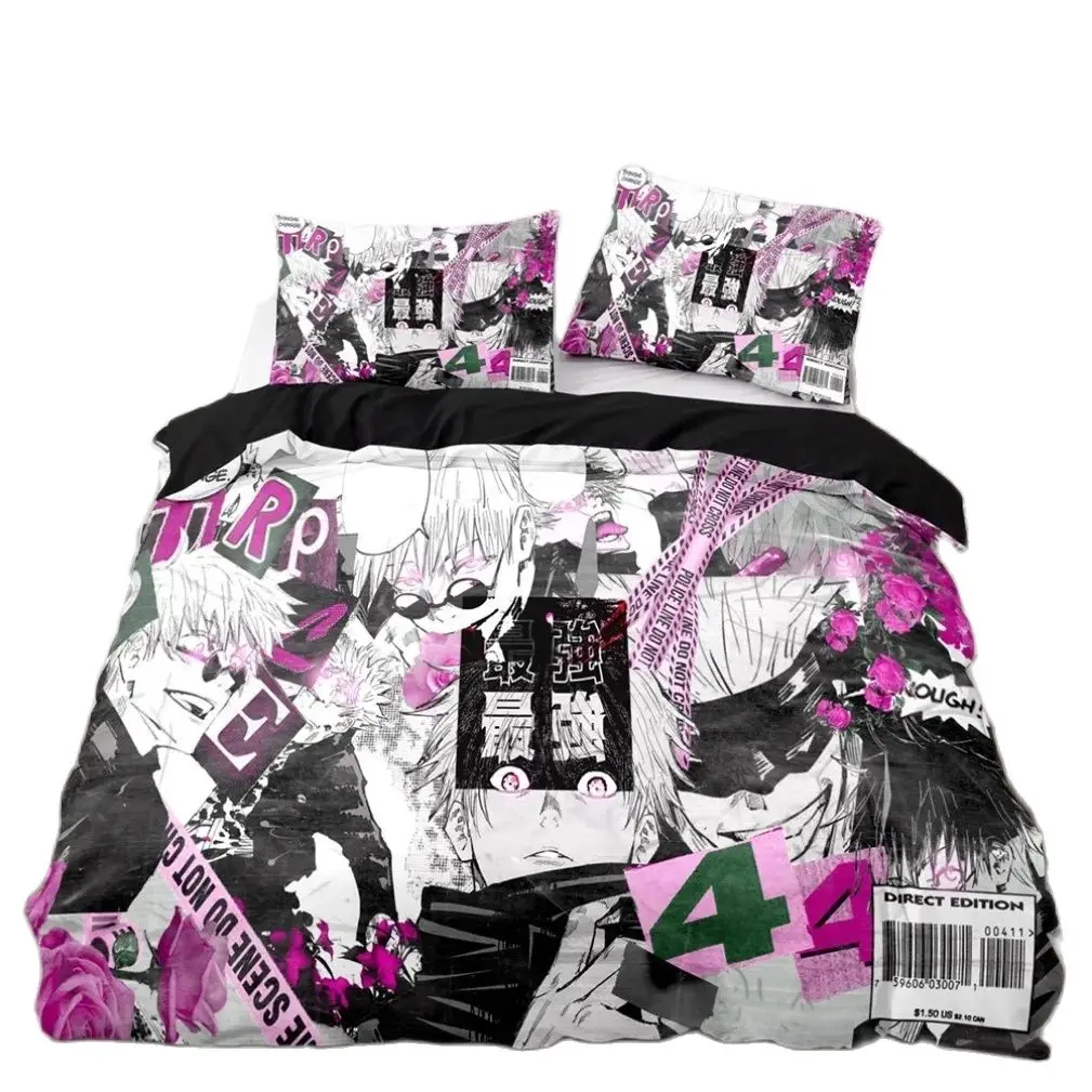 3D Anime Jujutsu Kaisen Bedding Set,Jujutsu Kaisen Satoru Gojo Bedding Set,Anime Famous Duvet Cover Sets for Teenagers Boys