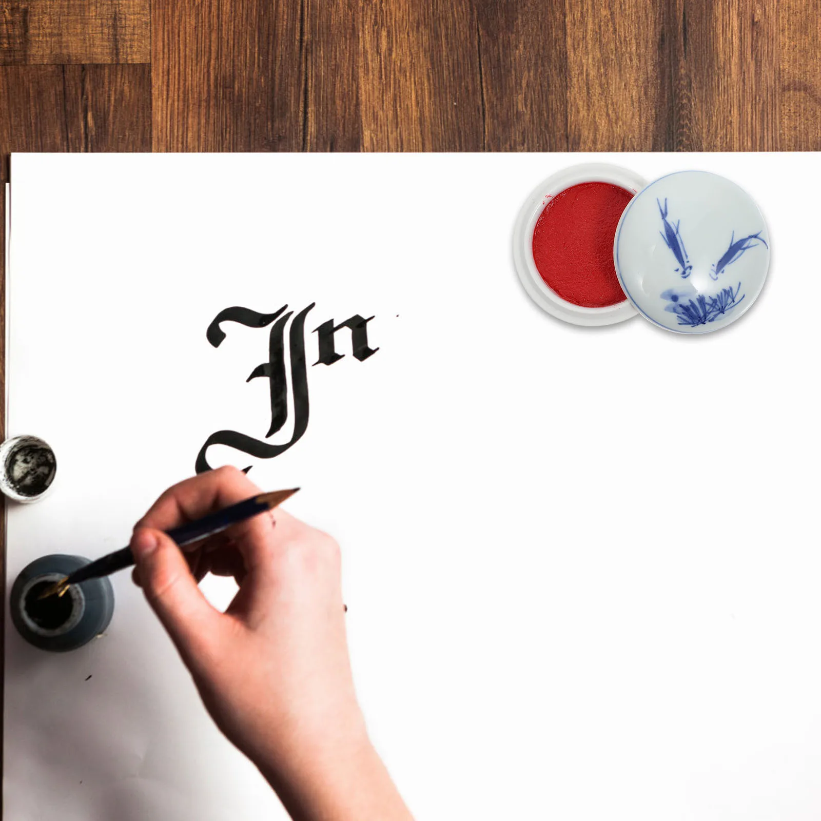 

Red Calligraphy Ink Pad Paste for Stamping DIY Art Craft Large Size Smooth Ceramic Retro Design Bright Color Uniform