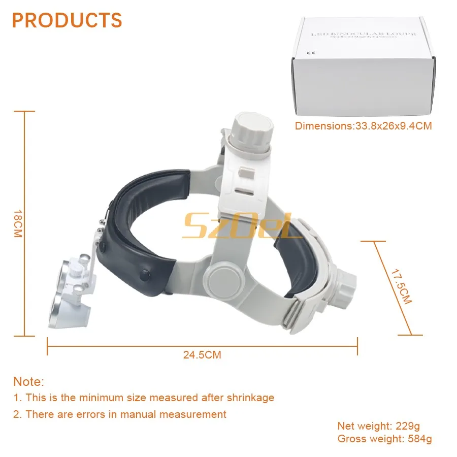 Cabeça Montada Lupa Binocular, Forro De Couro Confortável, Adequado Para Cirurgias Otomingológicas Orais E Outras