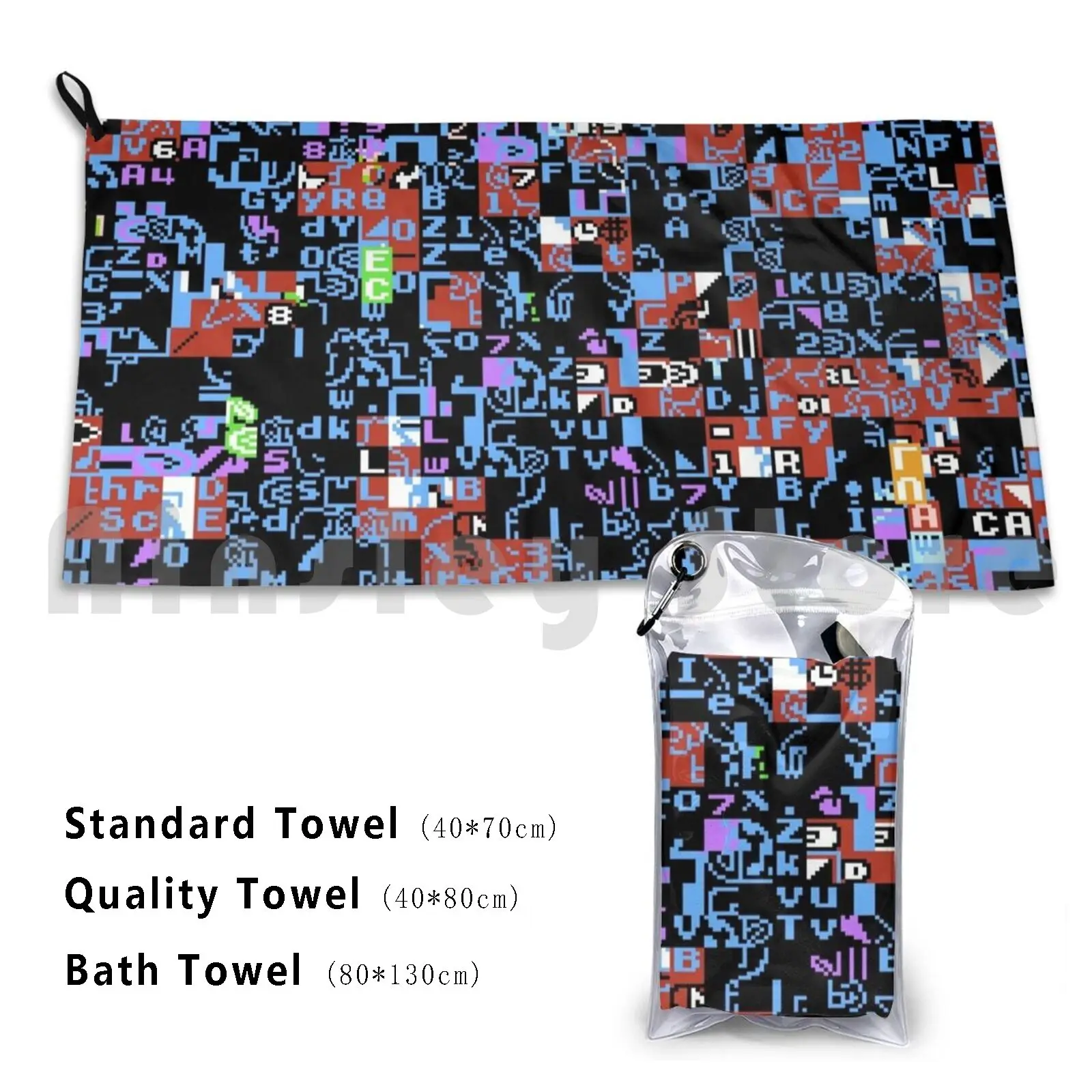 Babel Bath Towel Beach Cushion 1902 Pixel Art Pixel Pixelart 8bit Nes Glitch Geek Sun Sunset Beach