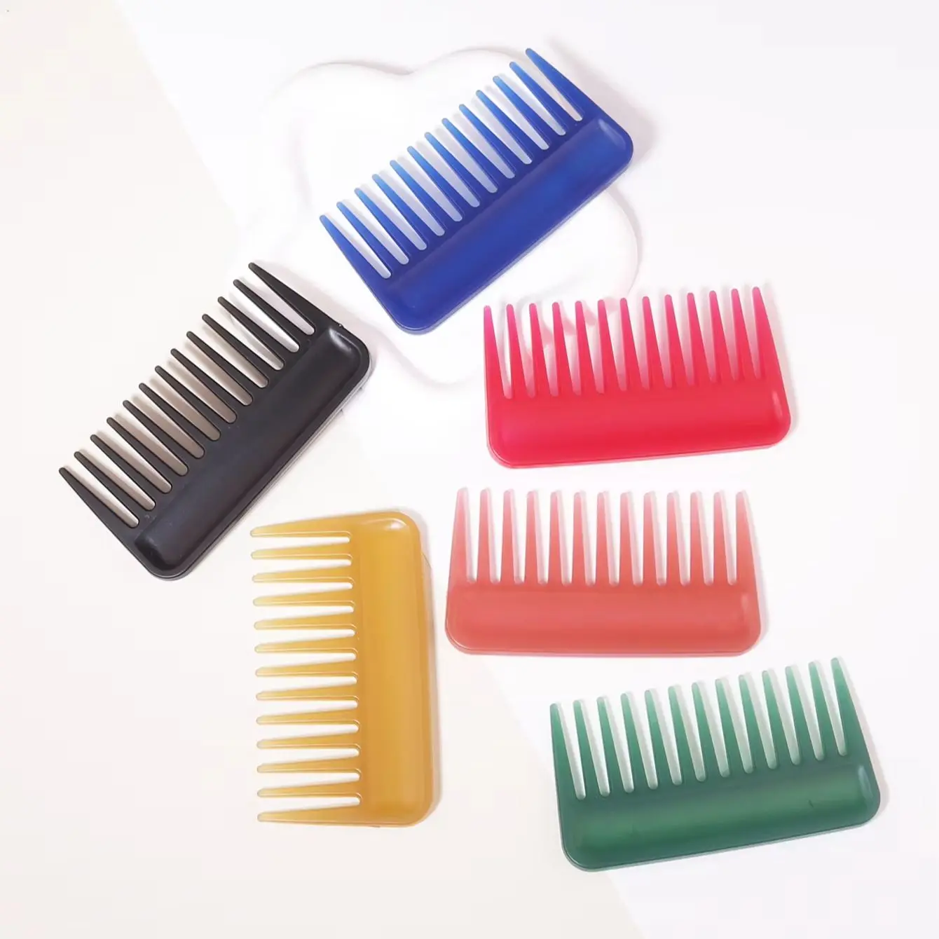 Short rectangular wide tooth comb, hair massage, anti-static and anti tangling, hair salon tool, special for real hair wigs