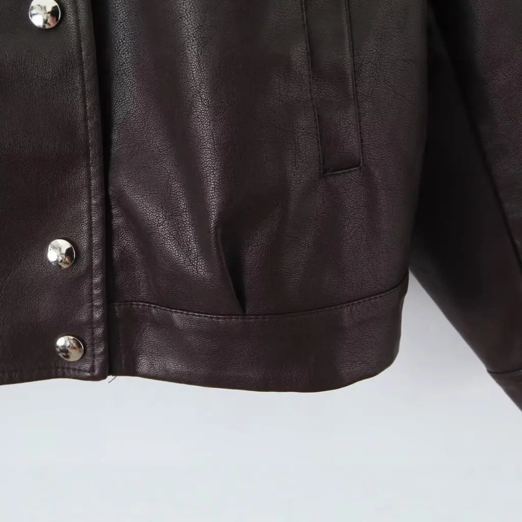 Primavera casual gola solta jaqueta de couro de dois tons outerwear novo estilo da europa e américa comércio por atacado