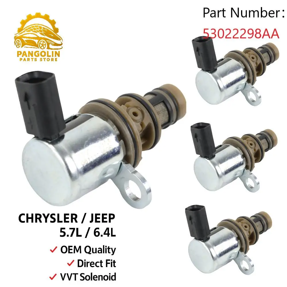 

PANGOLIN 4PCS VVT Solenoid Valve 53022298AA Fit For Dodge Ram 1500 Chrysler Jeep 5.7L 6.4L 2010-2021 3N2001 916592XD CDS01