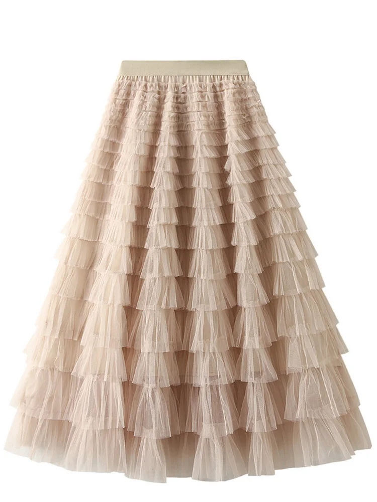 OHRYIYIE gonna in Tulle lunghezza pavimento tinta unita donna bohémien allunga Boho gonna lunga Maxi donna autunno inverno gonna festa signora