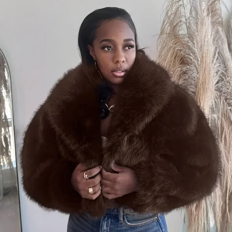 เสื้อแจ็คเก็ตขนเฟอร์เทียมคอปก แขนยาว อุ่นสบาย สำหรับผู้หญิง รุ่นใหม่ประจำฤดูใบไม้ร่วงและฤดูหนาว GUWU