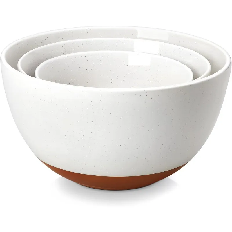 

Ceramic Mixing Bowls, Large Serving Bowls for Mixing, Cooking, Prepping, Baking, Salad, Soup, Popcorn, Pasta, Nesting Bowls Set
