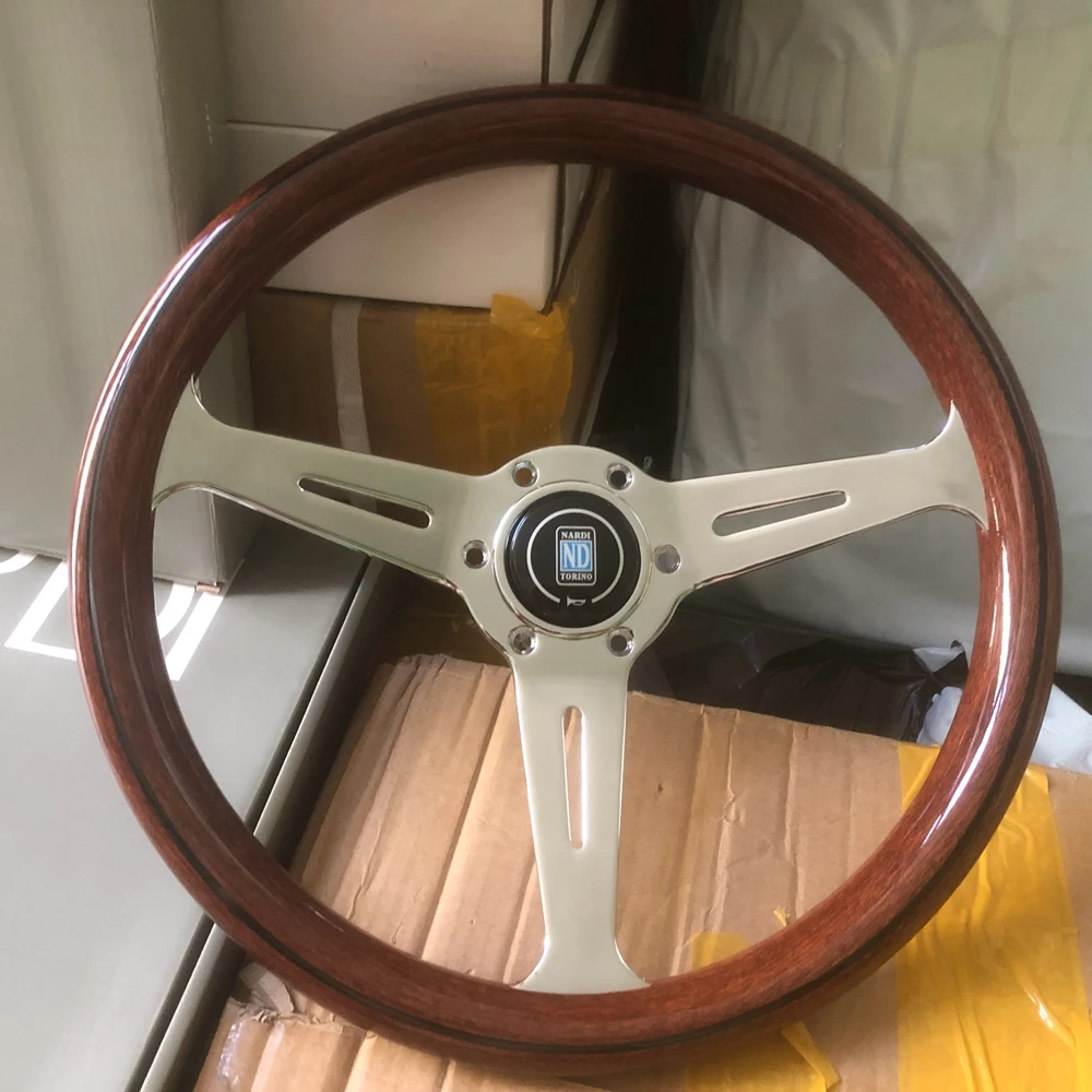 14Inch Universal Classic Nardi Wood Steering Wheel Car JDM Racing ABS Wood Nardi Steering Wheel Volantes For VW HONDA TOYOTA BMW