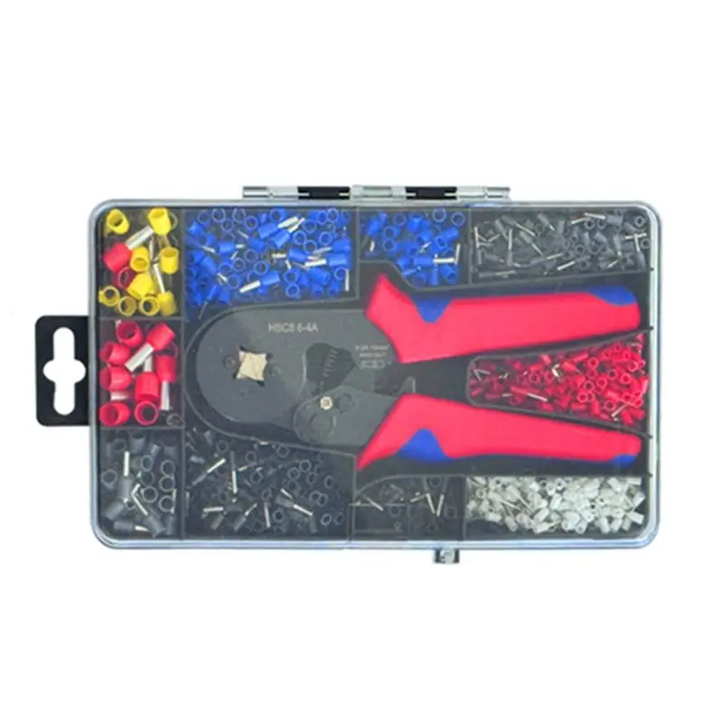 

ABKJ-HSC8 Cable Wire Crimper Crimping Tool Plier Set 6-4/6A 23-7AWG Self 1200Pcs Cord End Bootlace Ferrules Terminals Kit
