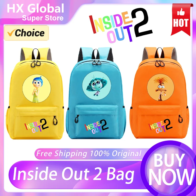 [Hot]Disney Inside Out 2 Backpacks Anime Cartoon Printed Shoulders Bag Back To School Gifts Large Capacity Stationery Storage