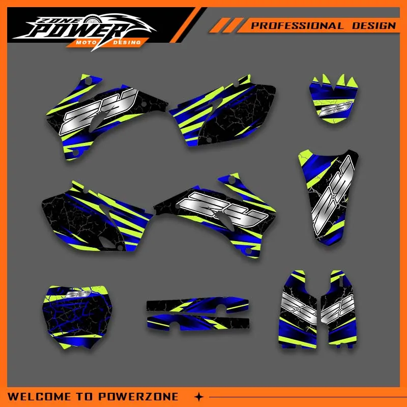 

POWERZONE Motocross Team Graphics Background Sticker Decal Kits For YAMAHA YZF250 2006 2007 2008 2009 YZF 250 Customized Number