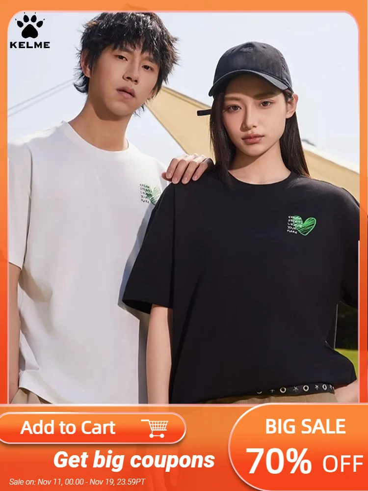 

Kelme Men's And Women's Short-sleeved T-shirts All-match Solid Color Couple Casual Tops Outdoor Sports Running Yoga Short-sleeve