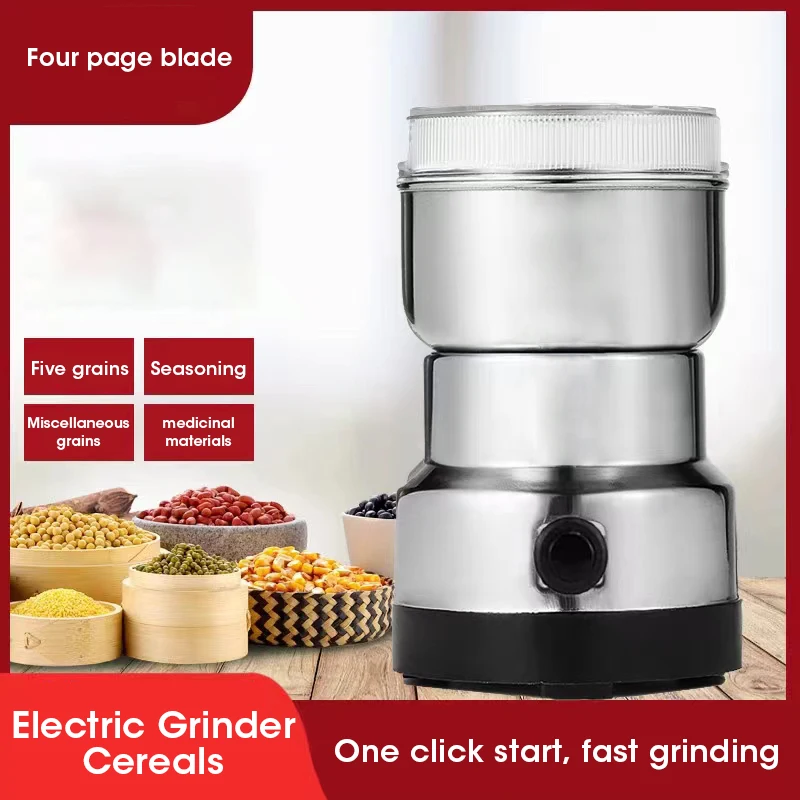 Portable Electric 4 Blades Grinder Cereals Powerful Grains Spices Coffee Bean Dry Food Grinder Mill Grinding Machine