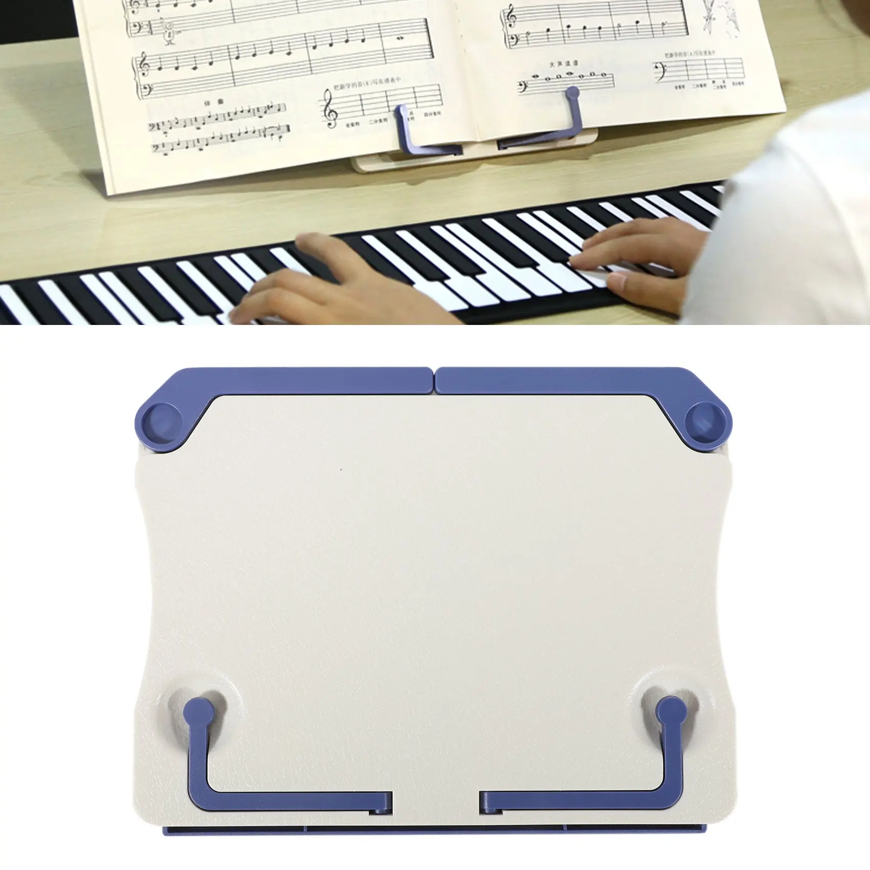 Suporte de música dobrável aa44m, suporte de partituras abs aplicável para guitarra, piano, violino, instrumento musical universal