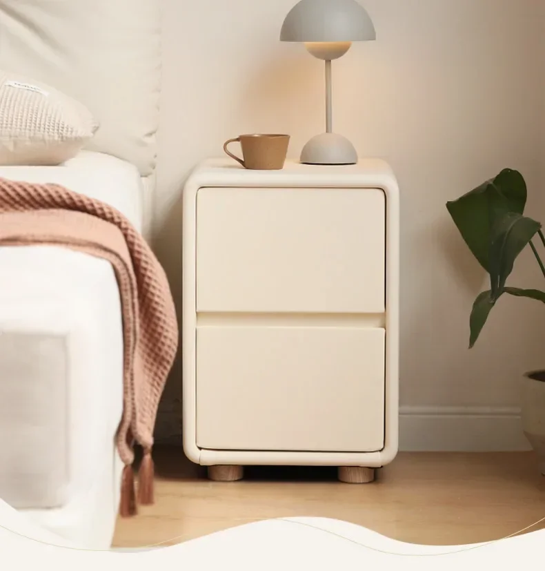 Bedside Table Bedroom Cream Wind Bedside Cabinet Super Narrow Locker Simple Household White Drawer Cabinet