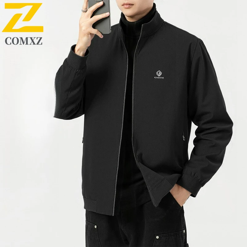 Fashion Baseball Jacket Male Business Stand Collar Loose Fit Windproof Jackets Spring Classic Lightweight Breathable Office Coat