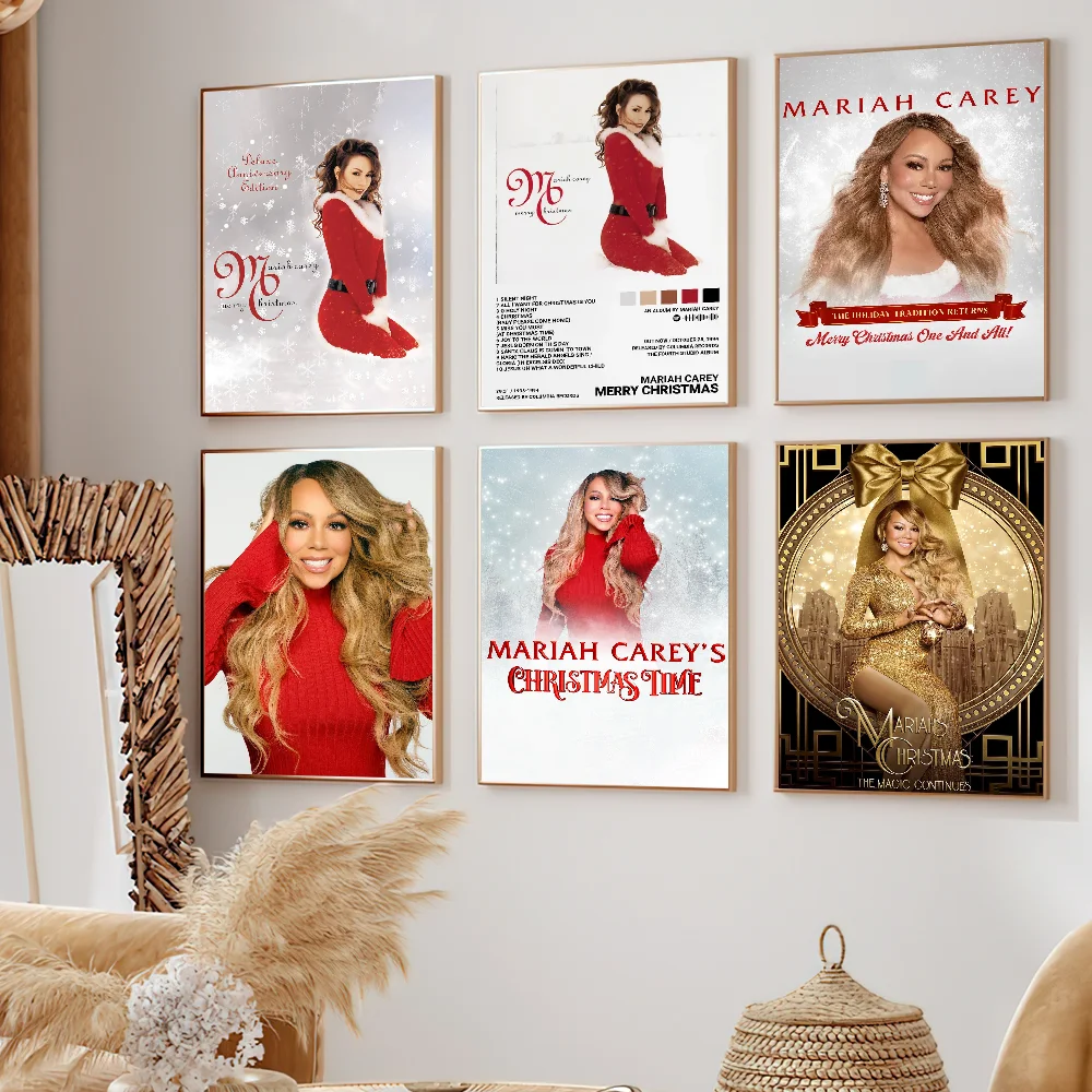 Singer M-Mariah Carey Merry Christmas P Poster Small Prints Wall Painting Bedroom Living Room Wall Sticker Office