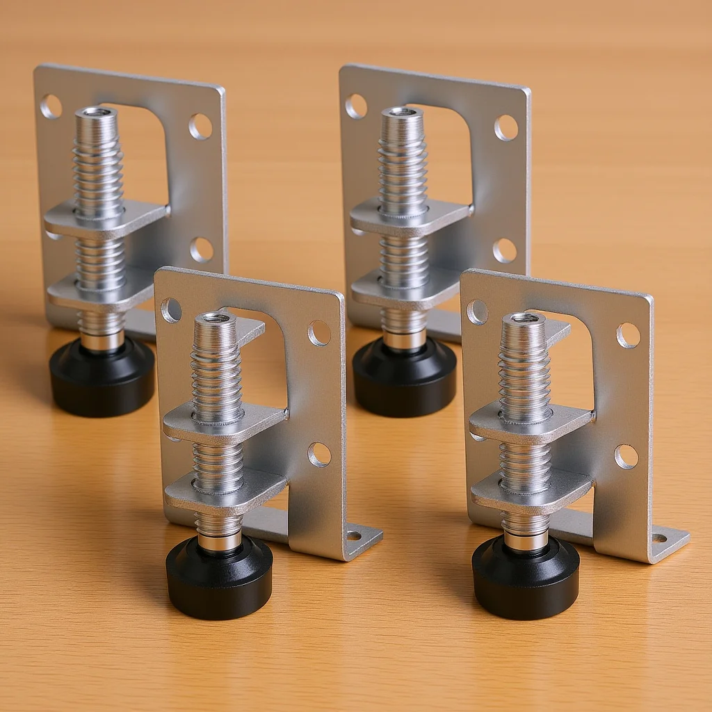 

4pcs Furniture Levelers Heavy Duty Steel Adjustable Feet Elevate Wedges Base Stabilizers for Wardrobe Cabinet Workbench