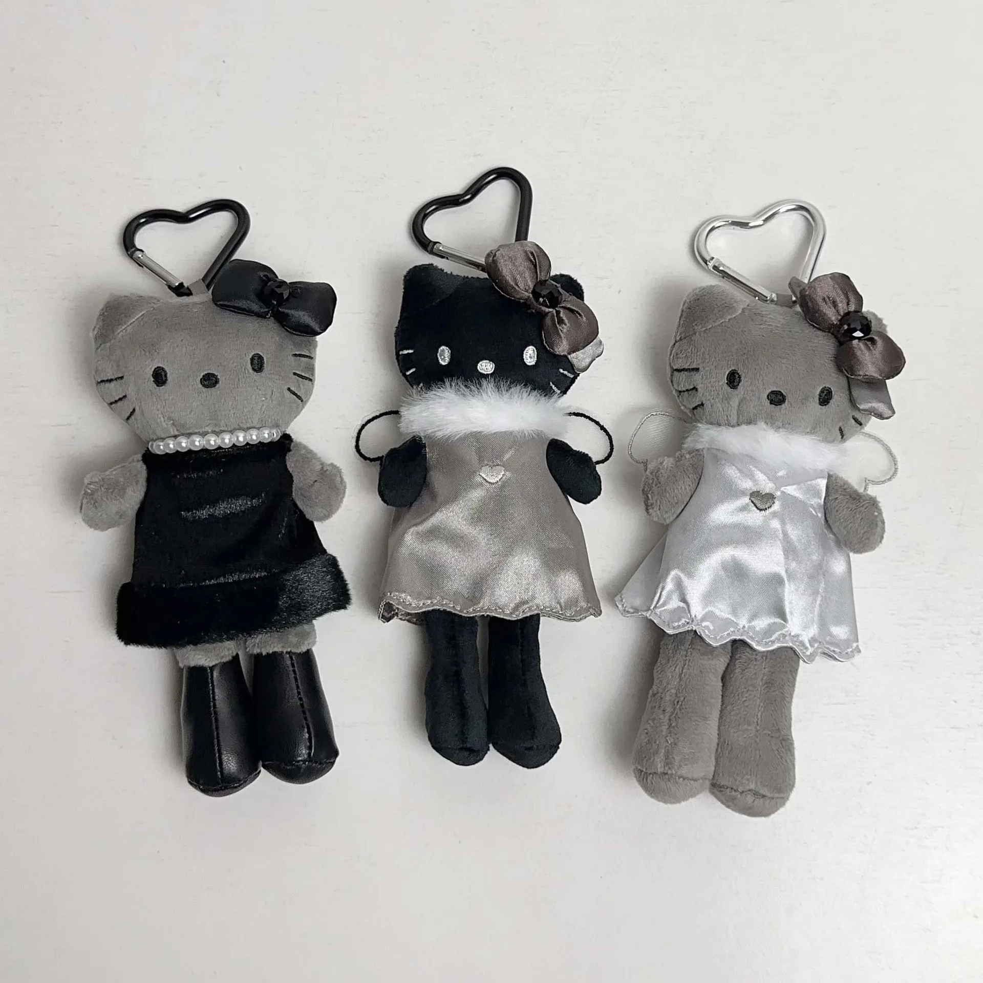 

Cute Sanrio Long Leg Plush Black Carbon Grey Angel Devil Long Leg Kitty Cat Silver Plush Doll Bag Halloween Pendant Gift
