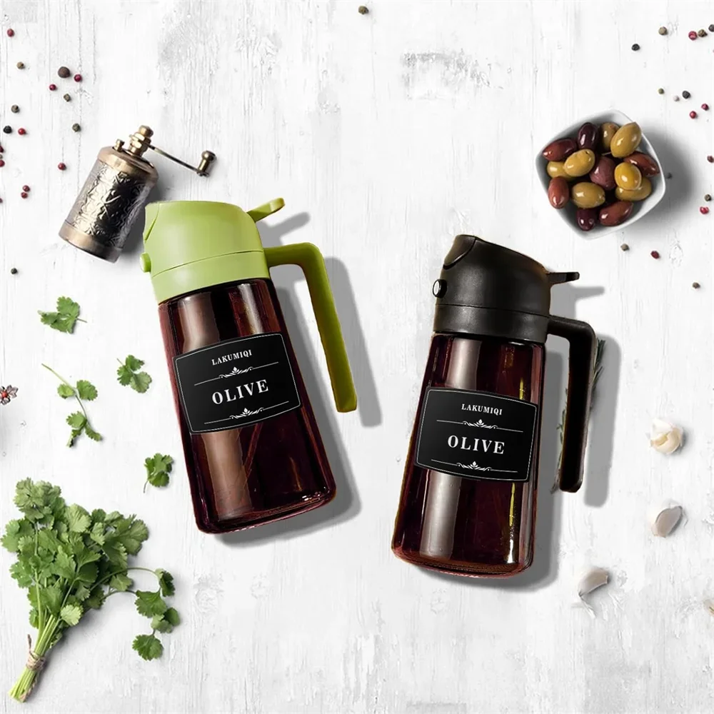 Dispensador y pulverizador de aceite de vidrio 2 en 1, botella de aceite de oliva a prueba de fugas de 16oz para cocinar, freidora de aire, barbacoa, hornear ensalada