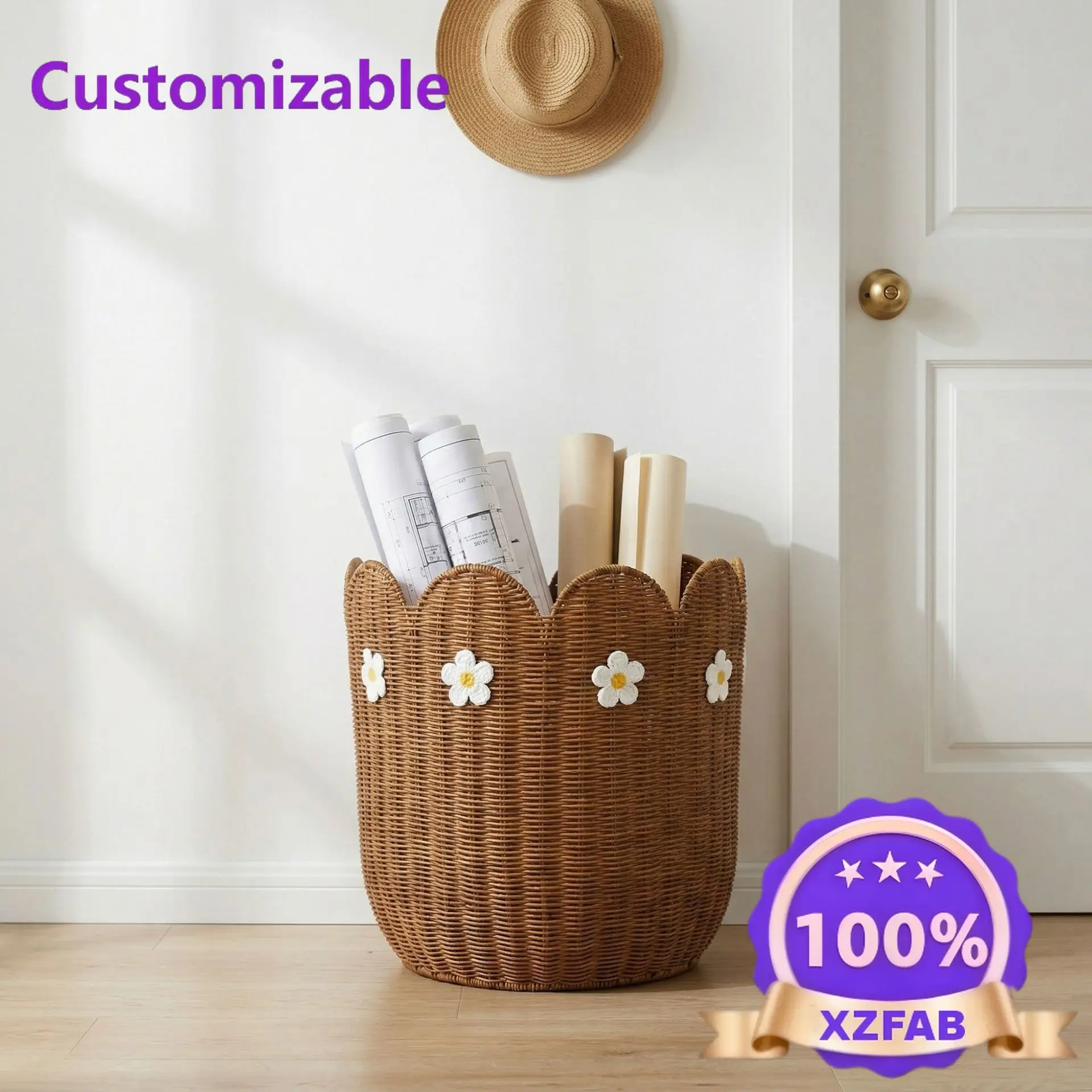Factory Direct 2026 Cross-border rattan storage basket Home furnishing B & B decorative toys sundries storagebasket Hand-woven