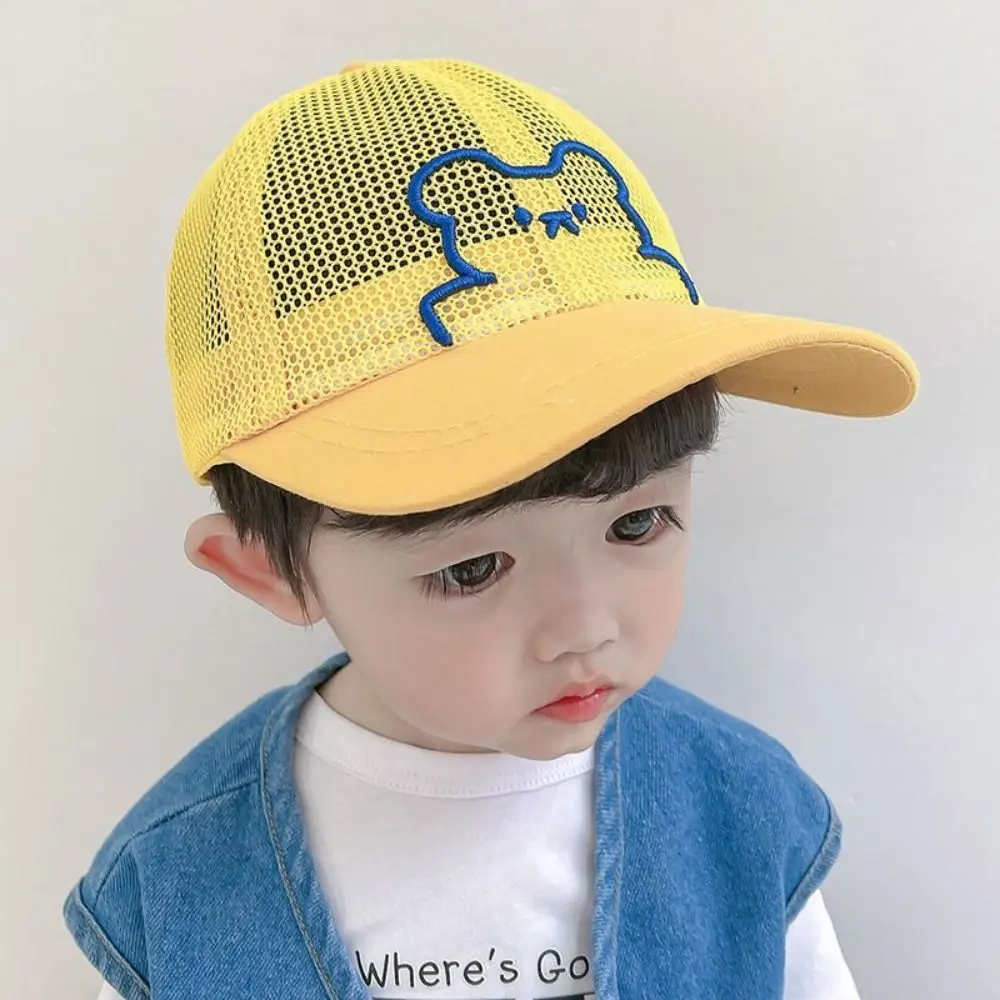 Cartoon Bear Children Baseball Cap 2-5 Years Old Kids Sun Hat Breathable Mesh Panama Cap Outdoor Sunshade Sun Cap