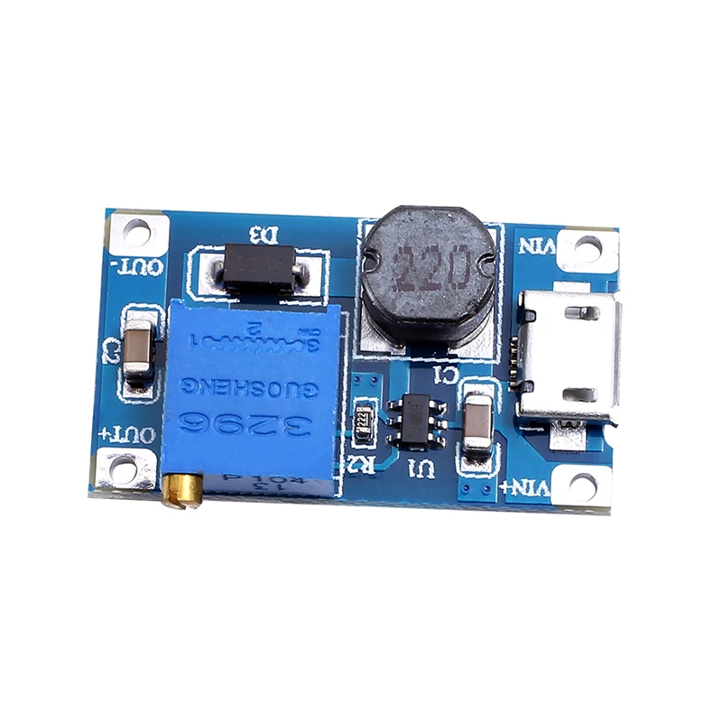 5pcs/lot MT3608 DC-DC Adjustable Boost Module 2A Boost Step Up Module with MICRO USB 2V - 24V to 5V 9V 12V 28V LM2577