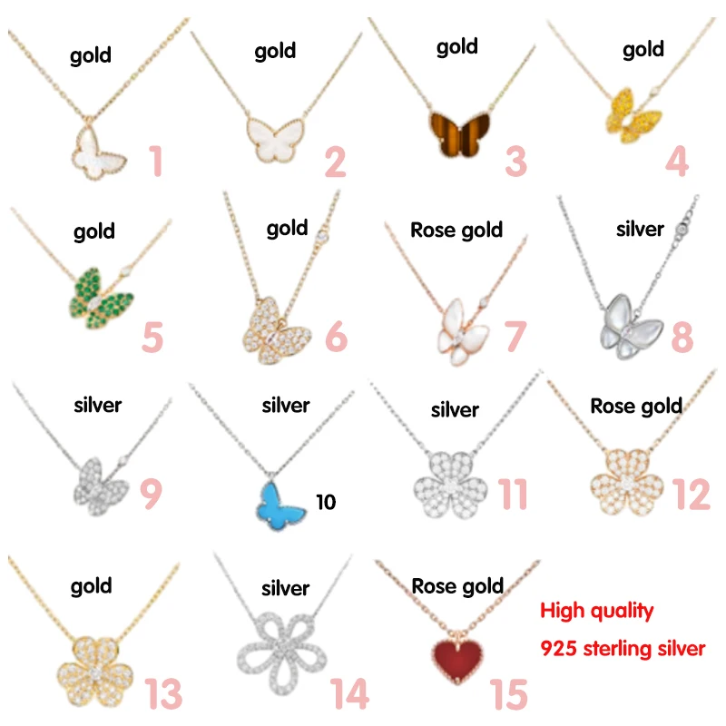 

Хит продаж, роскошное женское серебряное ожерелье с бабочкой и цветком, маленькое и изысканное