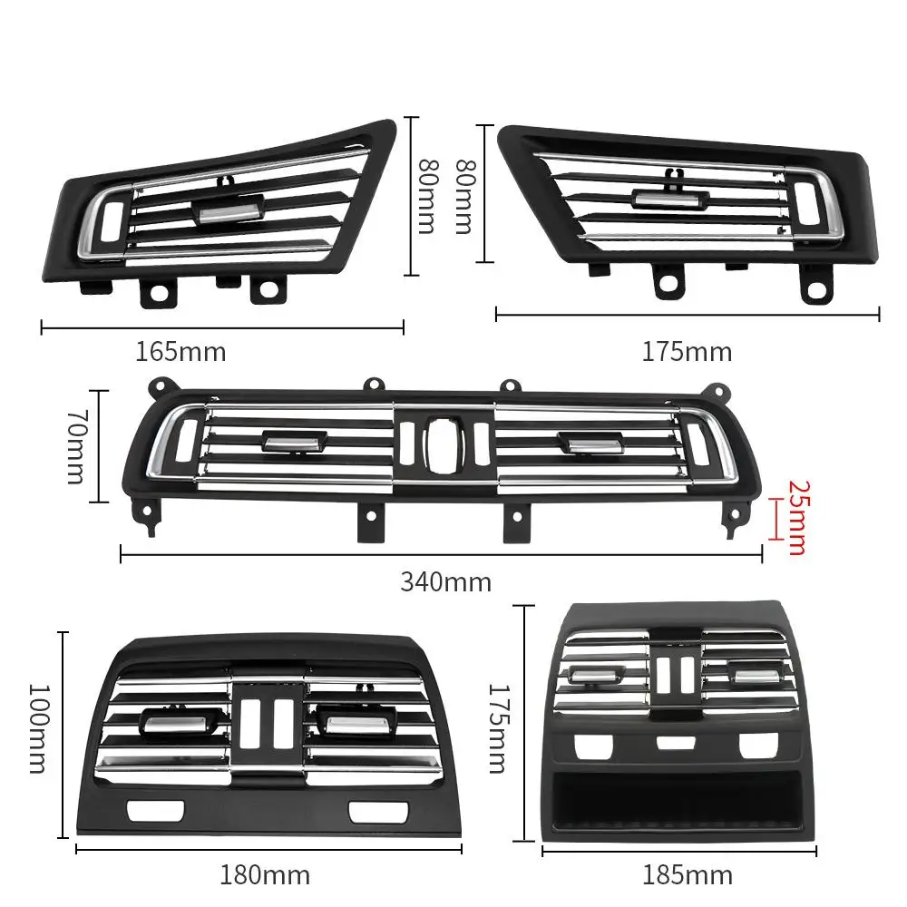 Car Central Front Rear AC Wind Air Conditioning Vent Grille Outlet Cover Panel Chrome Plate Low-end Replace For F01 F02 7Series