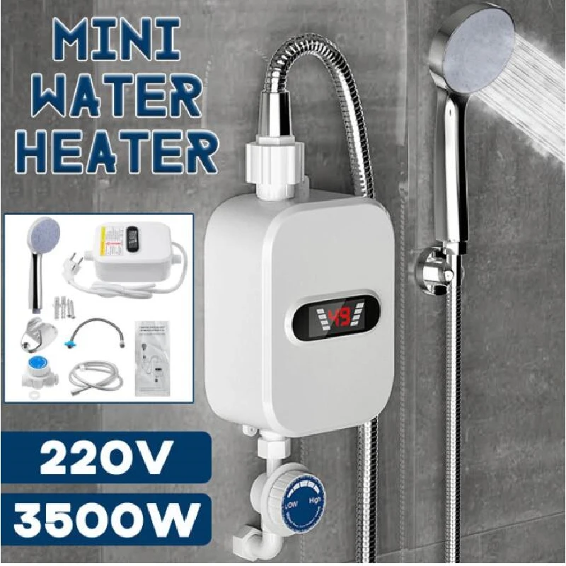 Aquecedor para casa elétrico tankless 3500w mini aquecedor de água quente instantâneo torneira da cozinha aquecimento 3 segundos aquecimento instantâneo