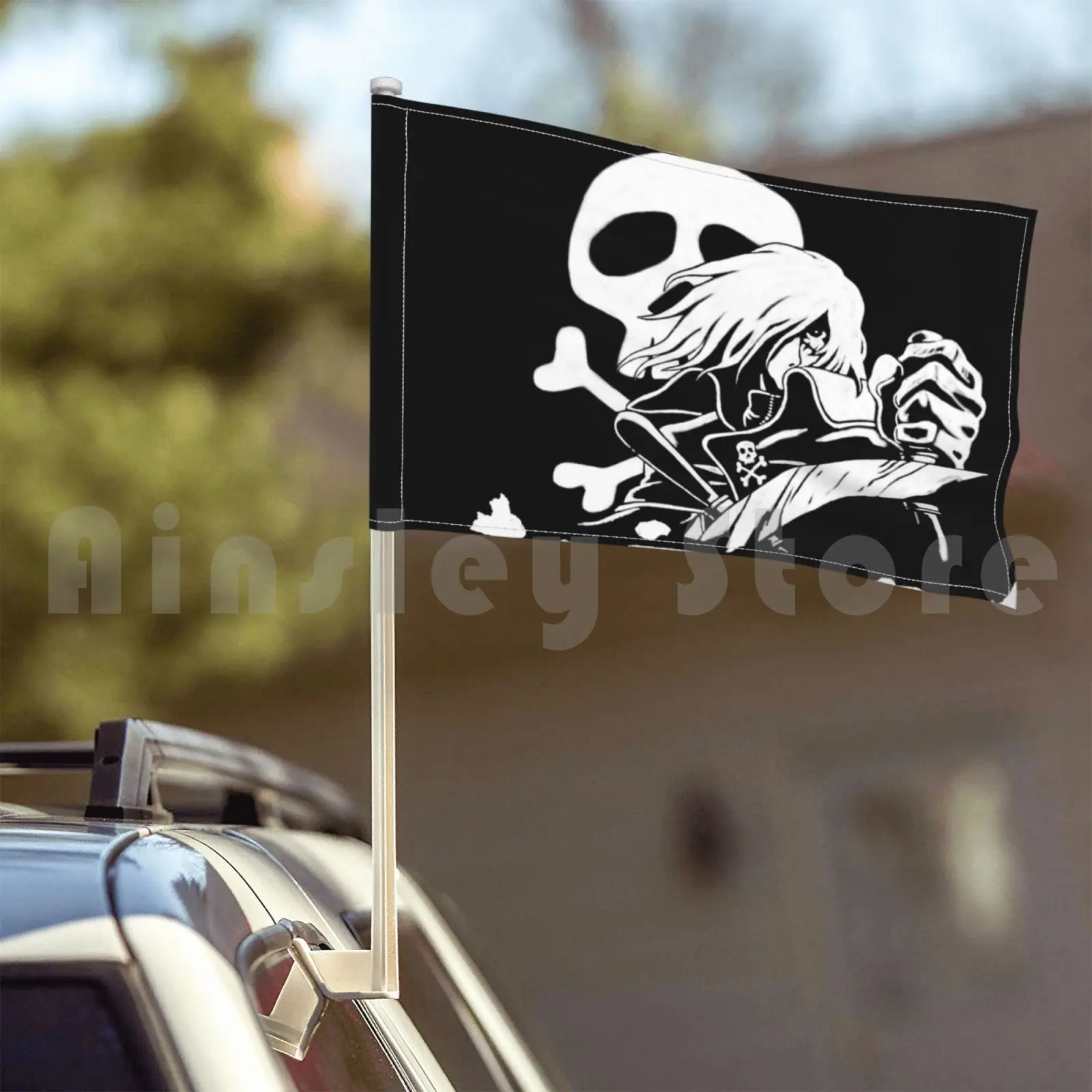 Harlock-White Flag Car Flag Funny Captain Harlock Capitan Harlock Japan Anime Manga 1970 Vintage