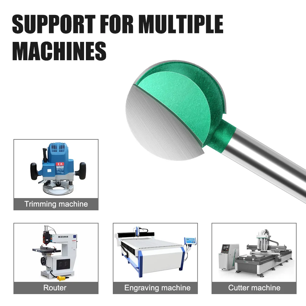 CNC 밀링 반경 코어 텅스텐 카바이드 라우터 비트, 3mm 6mm 생크 밀링 커터, 나무 조각 볼 코 라운드 조각 코브, 1 개