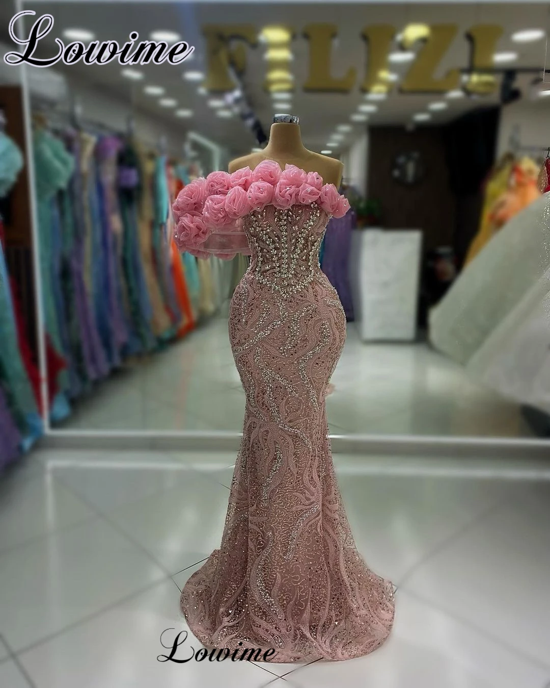 ชุดนางเงือกสีชมพูสำหรับงานกาล่าเดรสออกงาน