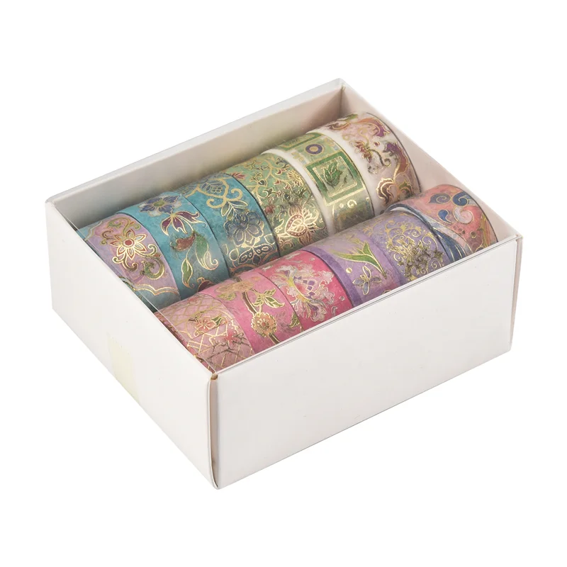 ทองฟอยล์ดอกไม้ Washi เทปชุดพฤกษศาสตร์ Washi เทปทองสําหรับวารสาร, ศิลปะและงานฝีมือ DIY