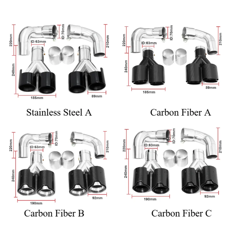 Car Exhaust Pipes For  G60 G68 525i 528i 530i Upgrade Stainless Carbon Fiber Exhaust Tip M Performance Quad Muffler Tip