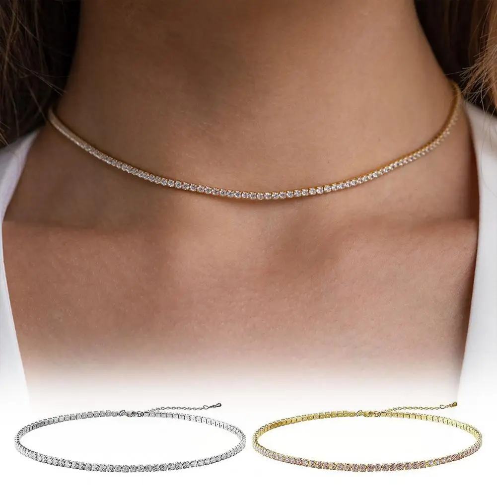 Women Necklace Rhinestone No Pendant Adjustable With Extended Length Lady Clavicle Necklace Prom Party Neck Jewelry Цепочка