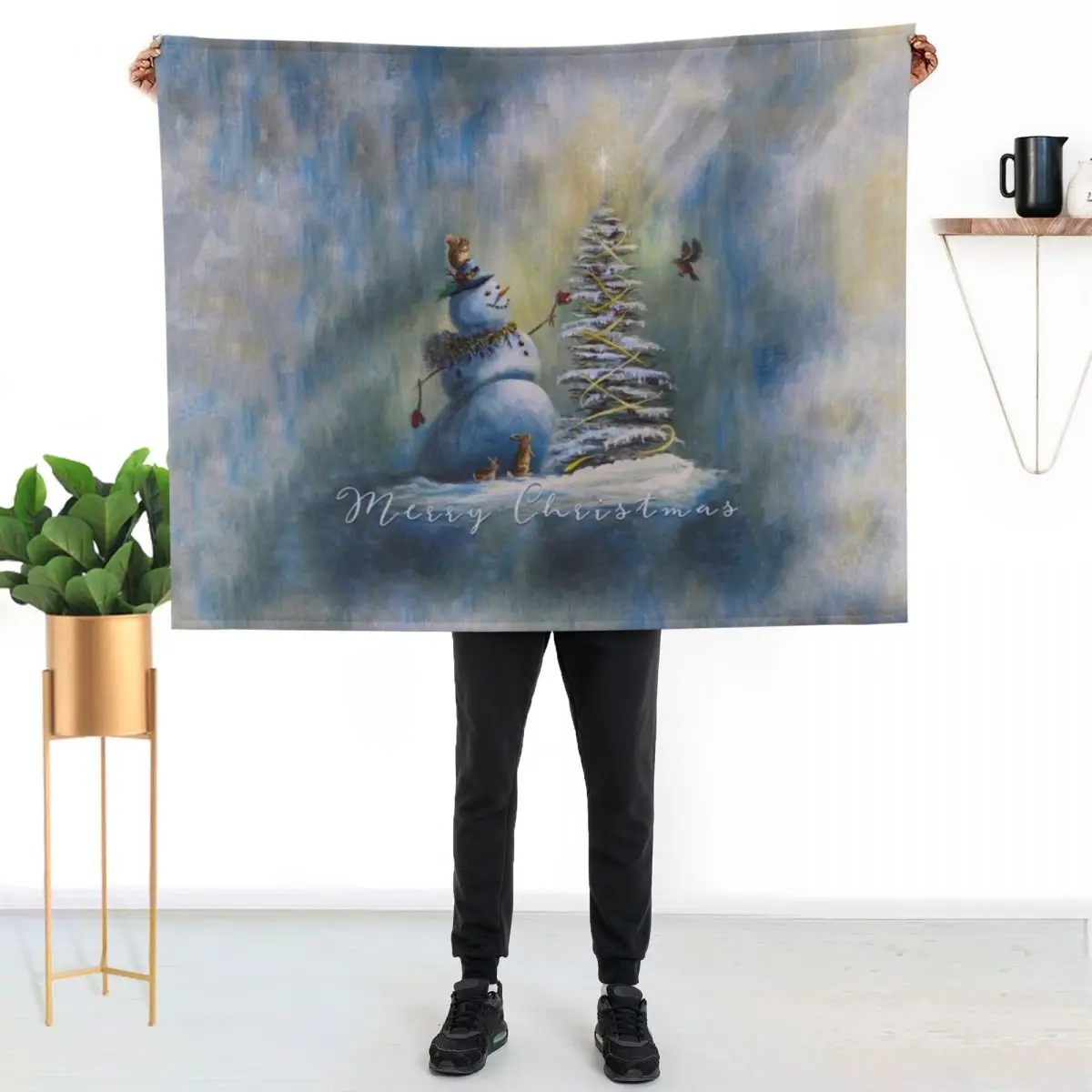 Joyful Light -Snowman Collection Throw Blanket Fluffy Cozy Throw Blanket for Home Decor