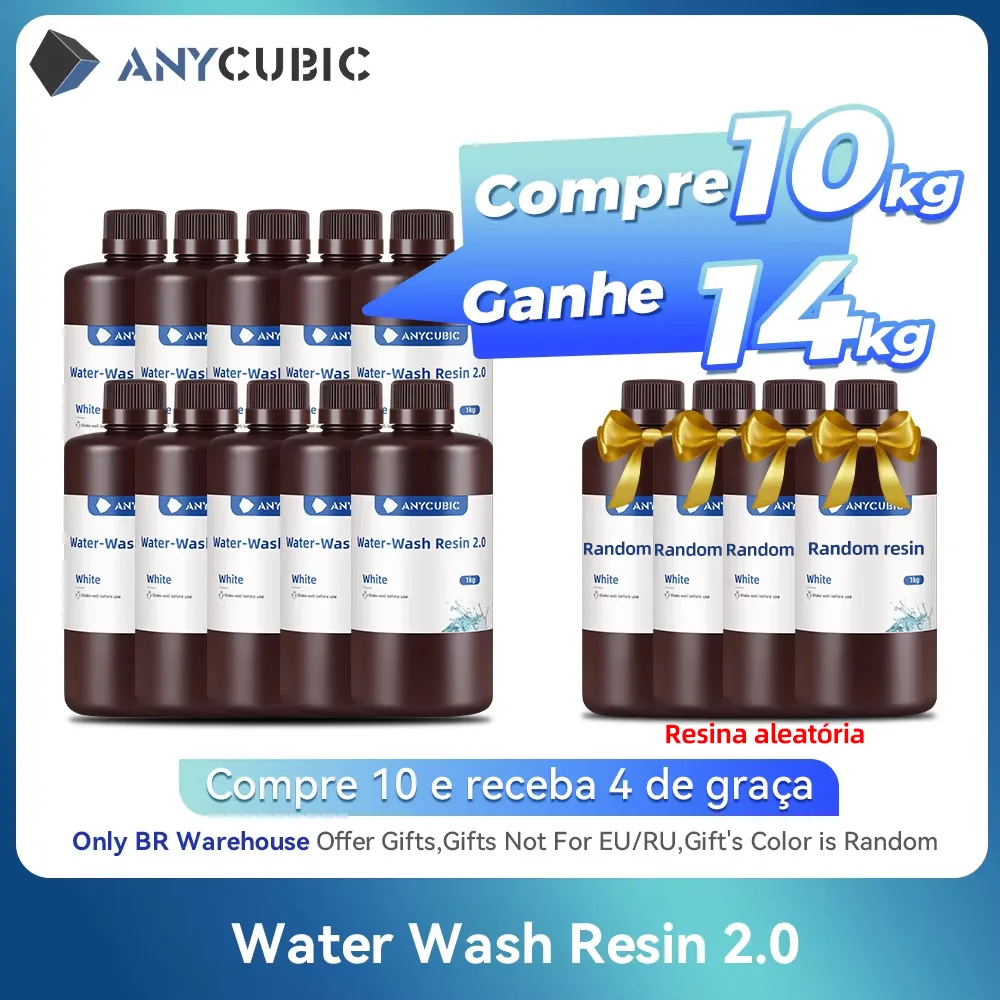 ANYCUBIC 10KG Water-Wash Resin For LCD 3D Printer High Precision Low Odor Low Viscosity 3D Printing Standard Photopolymer