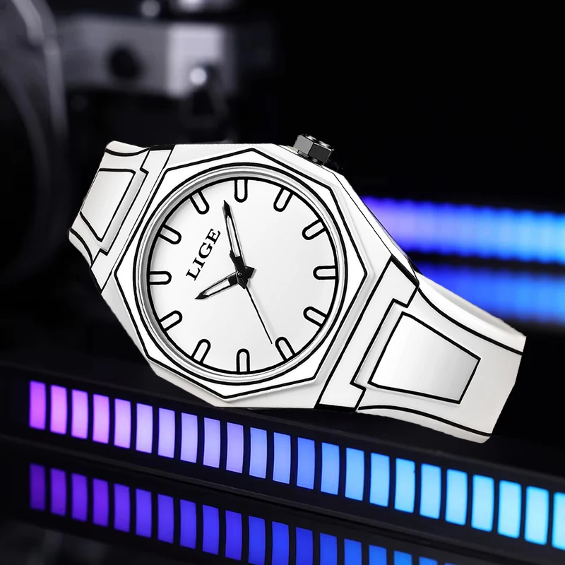 

LIGE Fashion Creative Design Modern Minimalist Sketching Quartz Man Watch Casual Clocks Waterproof Luminous Wristwatch Gifts New